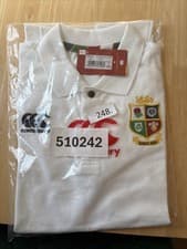 Image of Canterbury Men's Small White Pique Polo Shirt British and Irish Lions 2025