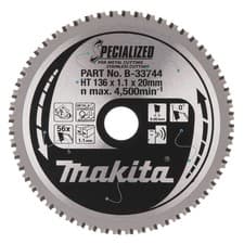 Image of Makita Specialized Circular Saw Blade Metal Stainless 136mm x 20mm x 56T B-33744