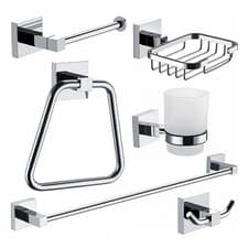 Image of EcoSpa 6 Piece Modern Bathroom Accessory Set – Chrome Finish, Stylish & Durable