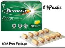 Image of Berocca Vitamin C Film Coated Energy Tablets 30 Count (Pack of 1) Tablets x 5
