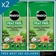 Image of 2 x MIRACLE-GRO CACTI SUCCULENT COMPOST SOIL 10L FOR BONSAI CACTUS PEAT FREE NEW
