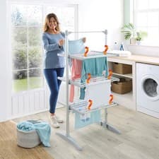 Image of 3-Tier Heated Clothes Airer Electric Dryer Rack with 30 Tubes & 17m Space