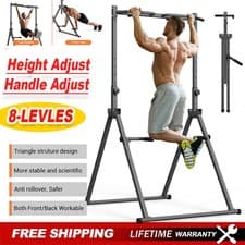 Image of 8 Levels Adjustable Foldable Power Tower Station Pull Up Bar Home Gym Workout