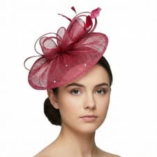 Image of Sinamay Fascinator with Diamonds and Real Feather