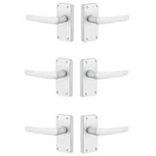 Image of Contract Lever Latch Short Door Handle - Satin Aluminium - Pack of 3 - Internal