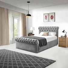 Image of Chesterfield Ottoman Gas Lift Storage Bed Frame Plush Velvet Upholstered AllSize