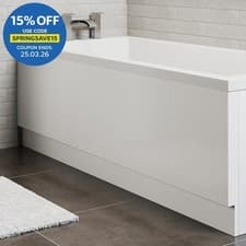 Image of 1600mm Modern Acrylic Side Front Bath Panel Gloss White Finish Essentials Range