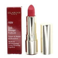 Image of Clarins Pink Lipstick Joli Rouge Velvet Matte Lip Colour 760V Pink Cranberry New