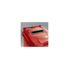 Image of 377902 , Confidential Waste Wheelie Bin 120 Litre with Slot and Lid Lock Red