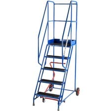 Image of 5 Tread Mobile Warehouse Stairs Anti Slip Steps 2.25m Portable Safety Ladder