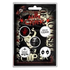 Image of Alice Cooper badge pack Eyes Logo schools out new Official 5 x Pin Button