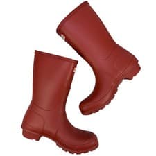 Image of Hunter Original Short Rubber Rain Boots Womens 6 Military Red Adjustable Buckle