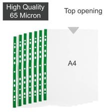 Image of A4 Clear Plastic Poly Punched Pockets Strong QUALITY Wallets Sleeves 65 micron