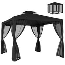 Image of Outsunny 3 x 3 m Metal Gazebo Garden Outdoor 2-Tier Roof Marquee Party Black