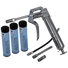 Image of Manual 120cc Pistol Grip Grease Gun With 3 Cartridges Rigid & Flexible Nozzles