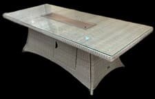 Image of LUXURY RATTAN 8 SEATER OUTDOOR  GARDEN DINING TABLE WITH GAS FIRE PIT RRP £799 
