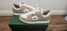 Image of Brand New Lacoste MEN'S Court Cage Sneaker - Light Brown + White - Size 9 UK