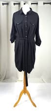 Image of Dorothy Perkins Black Knee Length Shirt Dress Size 18 Rrp £30 CR052 JJ 17