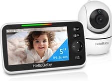 Image of HelloBaby Baby Monitor with Camera and Night Vision, 5''Display with 30-Hour Bat