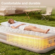 Image of High Raised Inflatable Air Bed Mattress Airbed With Builtin Electric Pump