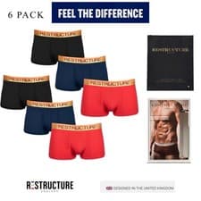 Image of 6pack mens underwear boxer short trunks 3pack organic bamboo gold design size: L