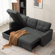 Image of Universal 3 Seater Sofa Bed - Corner Sofa Bed with Storage & Reversible Chaise