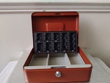 Image of Burg Wachter CB03GBR 10 Money 5030 Cash Box with Coin Tray, Red