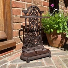 Image of Umbrella Stand Cast Iron Ornate Brolly and Walking Stick Vintage Antique