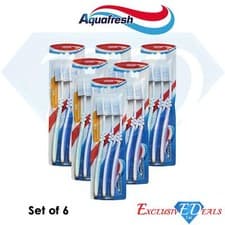 Image of 6 x Aquafresh Medium Flex Toothbrushes 3PK Ergonomic Plaque Removal
