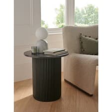 Image of Black Marble Ribbed Side Table