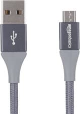 Image of Amazon Basics Double Braided Nylon USB 2.0 A to Micro B Cable 1 ft/0.3m Grey x 2