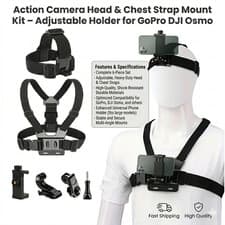 Image of Action Camera Head & Chest Strap Mount Kit –Adjustable Holder for GoPro DJI Osmo