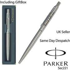Image of PERSONALISED ENGRAVED PARKER CLASSIC STAINLESS STEEL SILVER BALL POINT PEN -GIFT