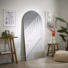 Image of Leaner Mirror Simplistic Arch Style Black Outline Venetian H 170cmxL 80cmXW 5cm