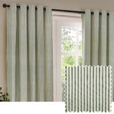 Image of Yard Hebden Striped 100% Cotton Eyelet Curtain Pair | Various Colours