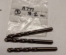 Image of DORMER  8.2 mm drill bits A777 HSS-E cobalt heavy duty jobber drill pack of 3