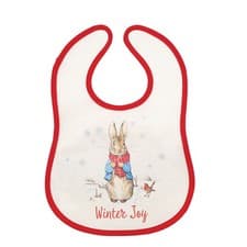 Image of Beatrix Potter Christmas Peter Rabbit Bib Soft Plush Baby Gift