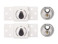Image of Abus 141/200 Diskus Integral Van Lock White & 26/70mm Diskus Padlock Twin Pack