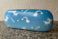 Image of Bright Unicorn Print Glasses Case Pink or Blue Hard Case for Sunglasses