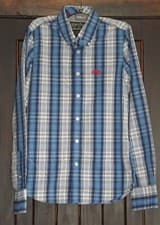 Image of Superdry, Men's blue check, long sleeved shirt, size S