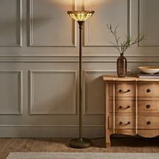 Image of Tiffany Styl Floor Lamp Uplighter Standard Light Antique Handcrafted Traditional