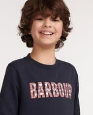 Image of Barbour Boys Festive Crew Sweatshirt Navy