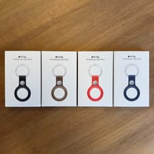 Image of Apple AirTag Leather Loop Case Holder Strap Lightweight Cover Genuine Midnight