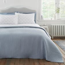 Image of Bianca Quilted Lines Bedspread In Blue - 220x230cm - New With Tags -Free Postage