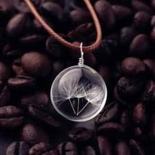 Image of Dandelions Transparent Glass Ball Pendant Necklace Wish Lucky Charm * (1Z1-3)