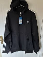 Image of Adidas Originals 3 Stripes Hoodie Black XL Mens IM2088 BNWT Trefoil Sweatshirt