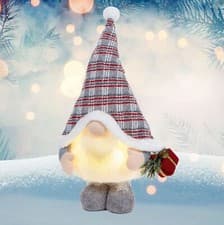 Image of Grey Light Up Christmas Gonk Holding Parcel Standing Plush Decoration 50cm