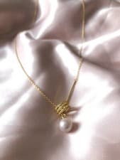 Image of Handmade Freshwater Pearl Necklace With Gold Plated Chain - New