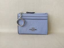 Image of Coach Mini Skinny ID zip Card Case in cross grain leather GLOBAL SHIPPING T 9140