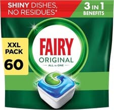 Image of Fairy Original All in One Dishwasher Tablets 60 Pack – Powerful Grease Removal